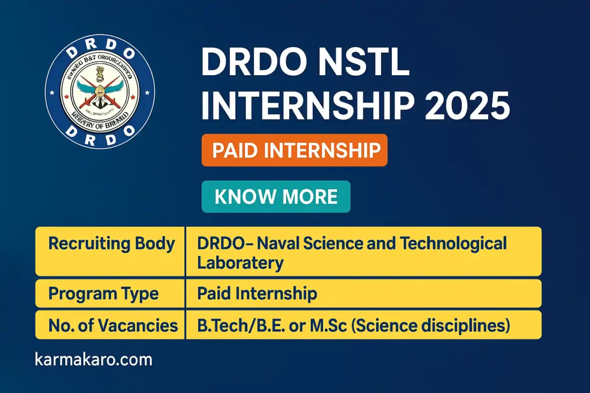 DRDO NSTL Internship Program 2025 Eligibility, Stipend, and Offline Application Process