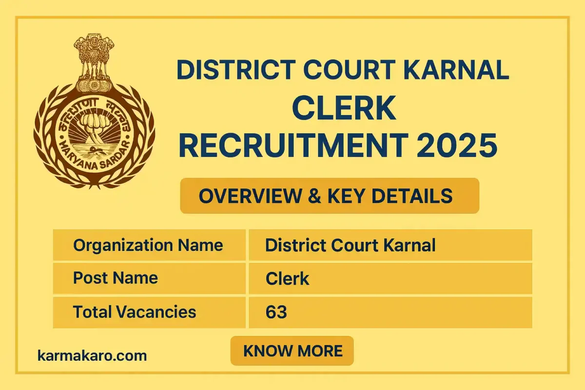 District Court Karnal Clerk Recruitment 2025 Apply Offline for 63 Posts