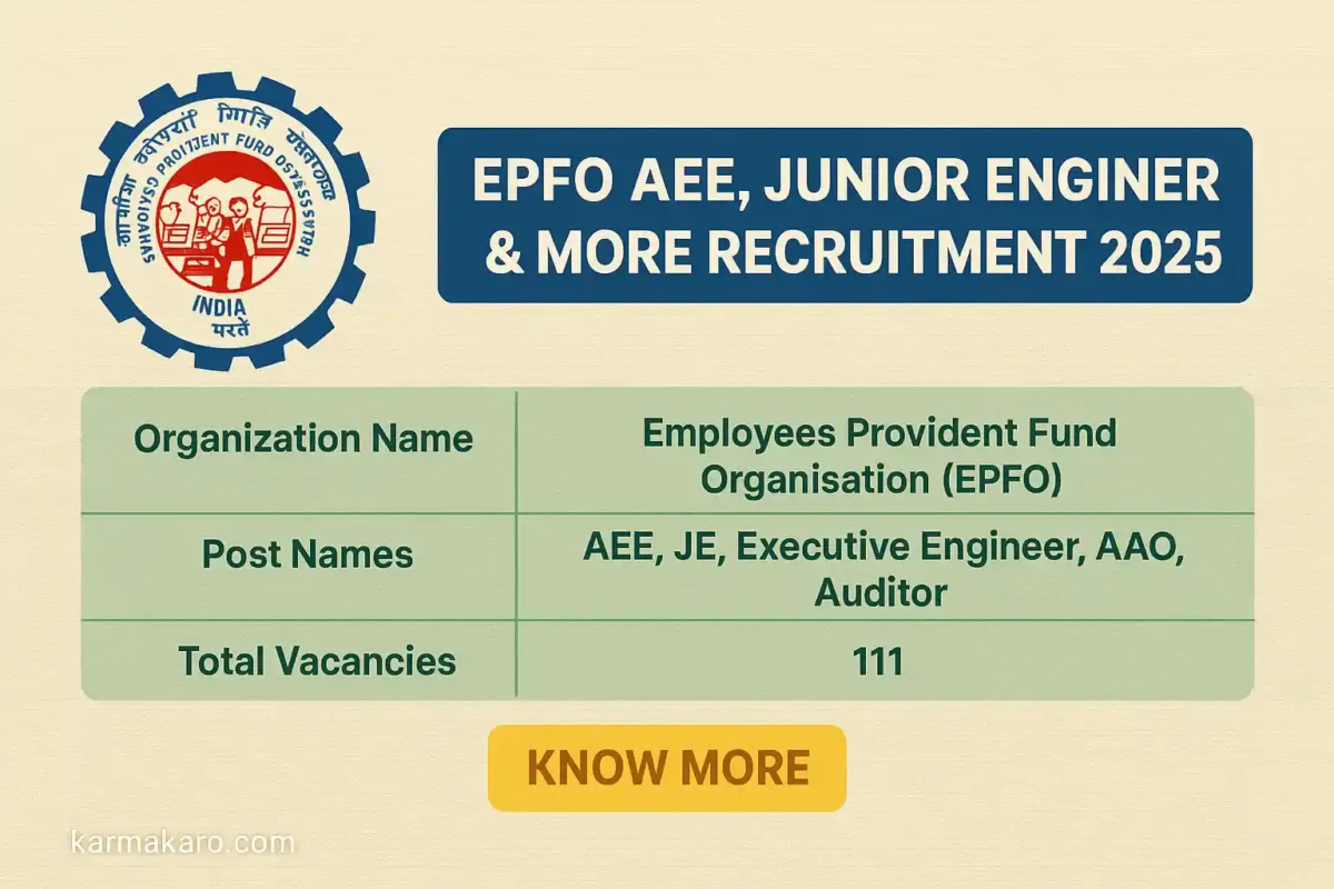 EPFO Recruitment 2025 - 111 Posts for AEE, JE, AAO & More – Apply Offline by 15 Sept