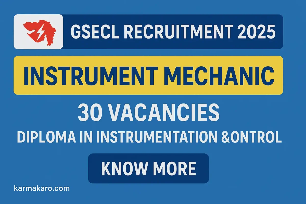 GSECL Instrument Mechanic Recruitment 2025 Apply Online for 30 Posts – Check Eligibility, Salary & Exam Pattern