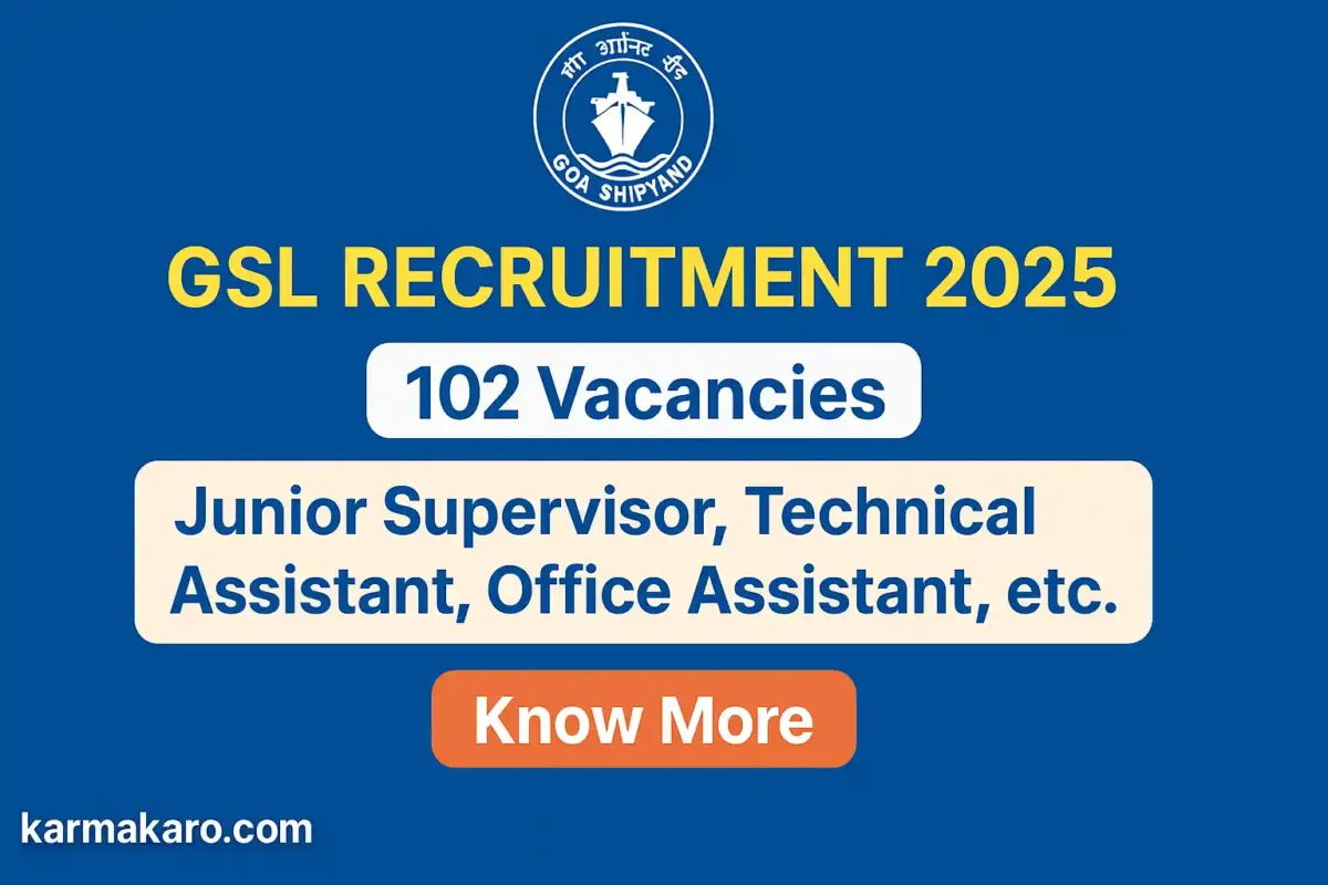 GSL Recruitment 2025 – Apply Online for 102 Posts Junior Supervisor, Technical Assistant & Office Assistant