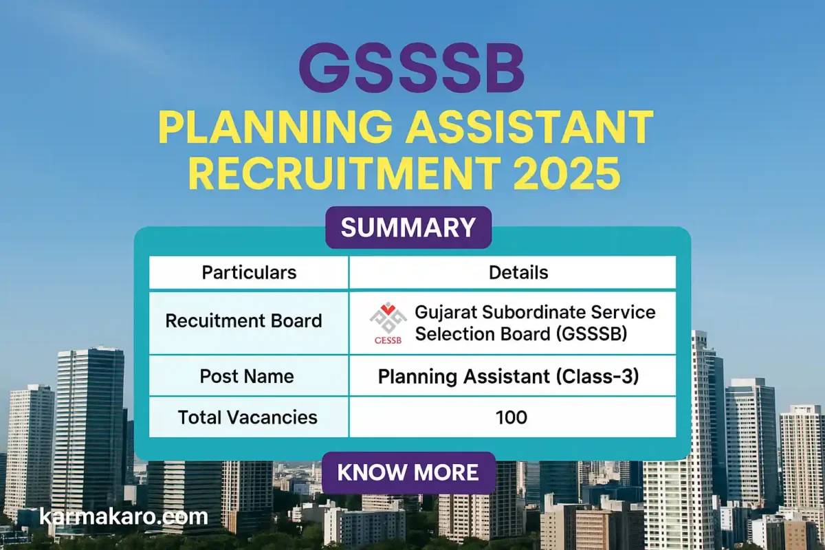 GSSSB Planning Assistant Recruitment 2025 – Apply Online for 100 Vacancies