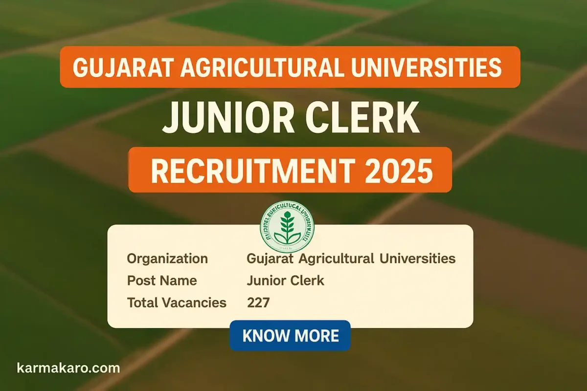 Gujarat Agricultural Universities Junior Clerk Recruitment 2025 – 227 Posts Announced