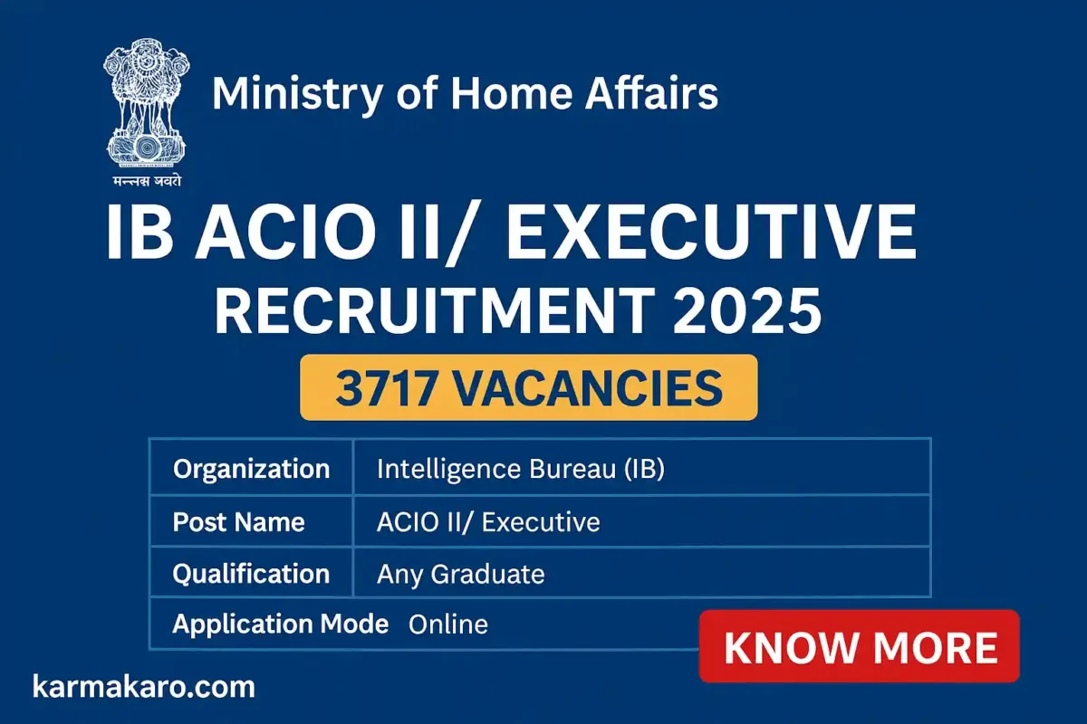 IB ACIO II Executive Recruitment 2025 - Notification Released for 3717 Vacancies
