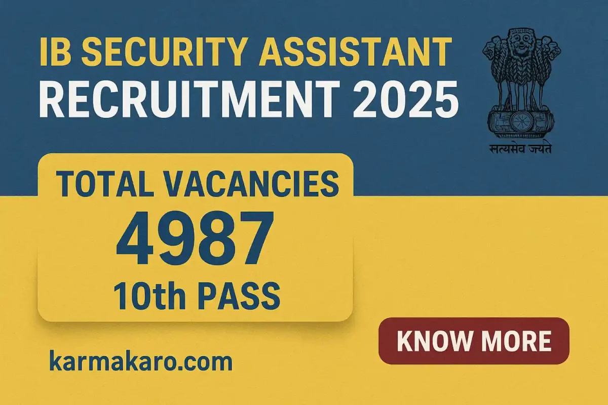 IB Recruitment 2025 Notification Out for 4987 Security Assistant Executive Posts