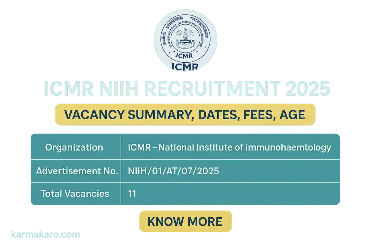 ICMR NIIH Recruitment 2025 11 Vacancies for Assistant, UDC, Technical Assistant & More
