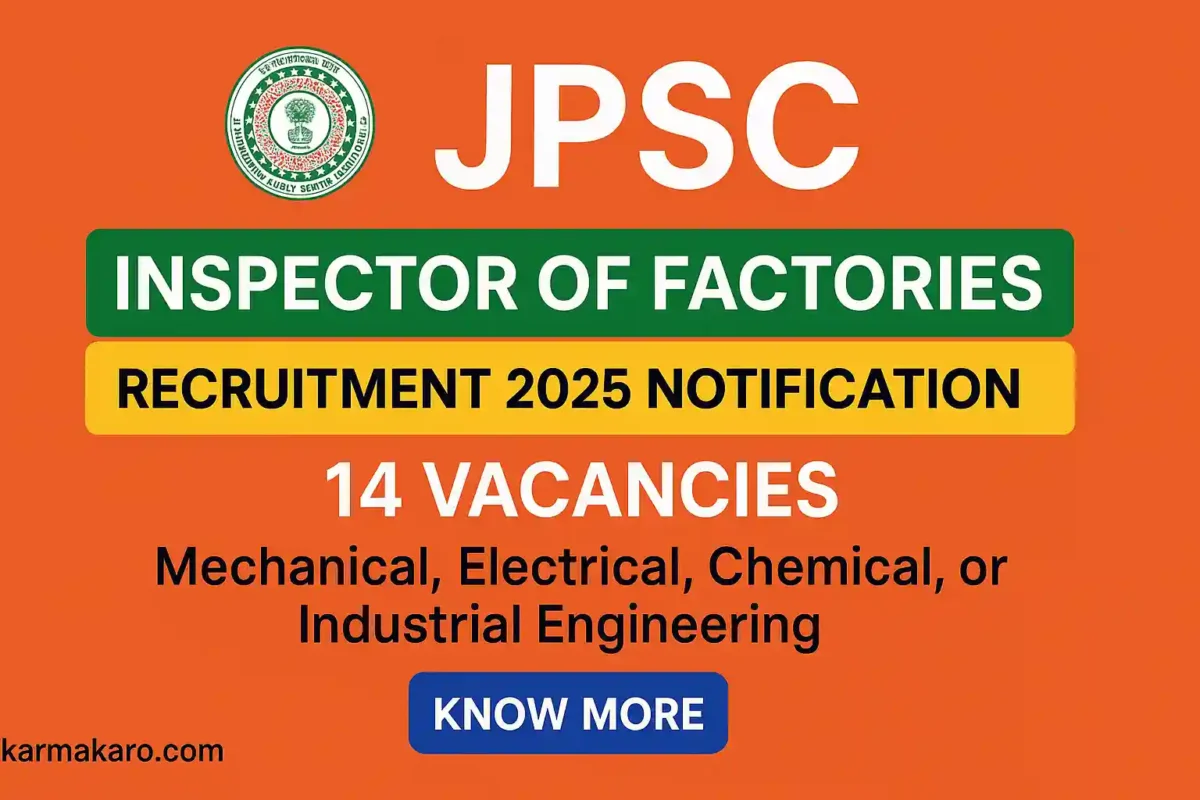 JPSC Inspector of Factories Recruitment 2025 - Apply Online for 14 Vacancies