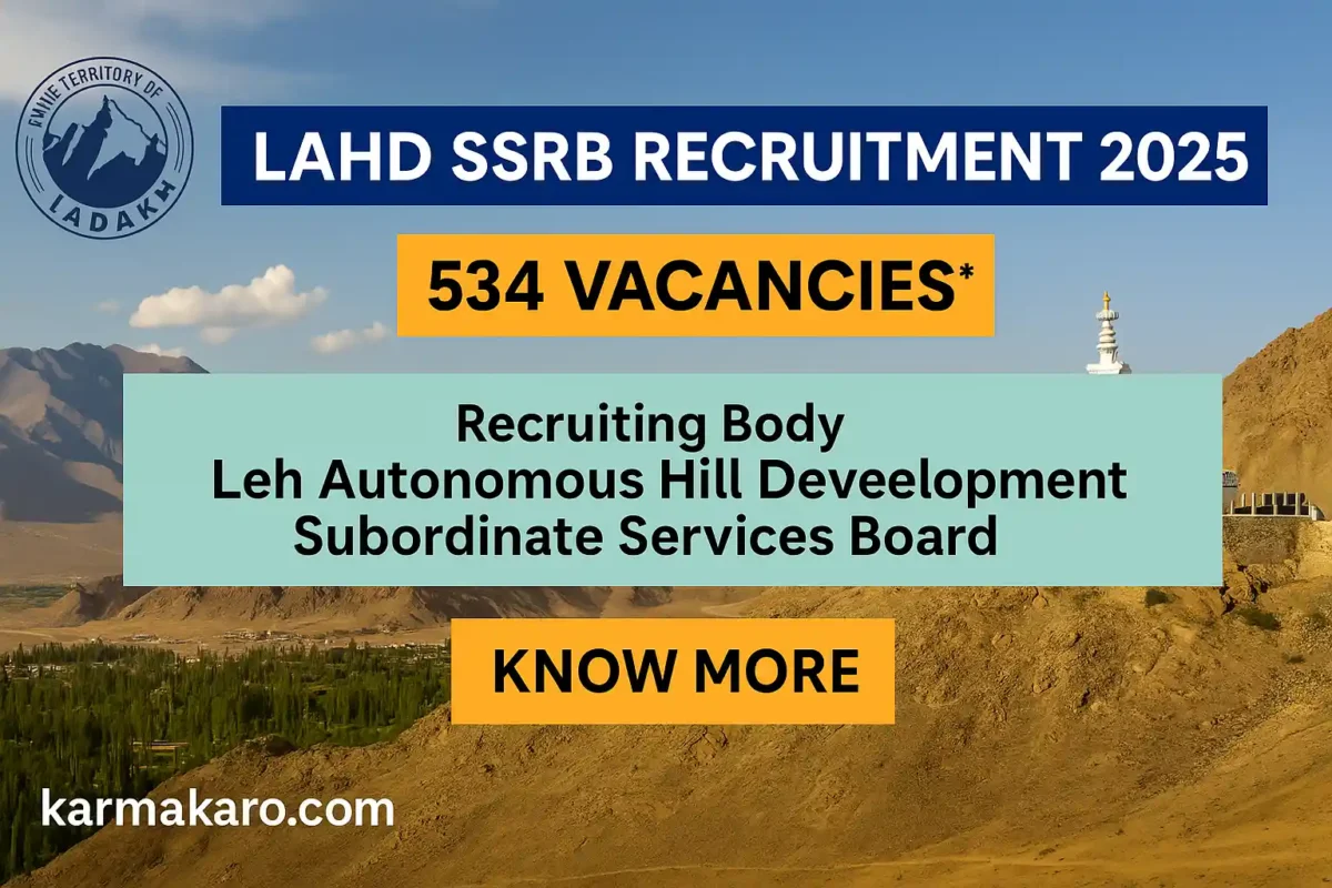 LAHD SSRB Recruitment 2025 Apply for 534 Posts including Junior Nurse, Steno Typist & More