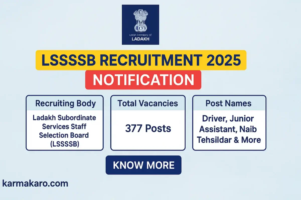 LSSSSB Recruitment 2025 Apply Online for 377 Driver, Junior Assistant & More Posts
