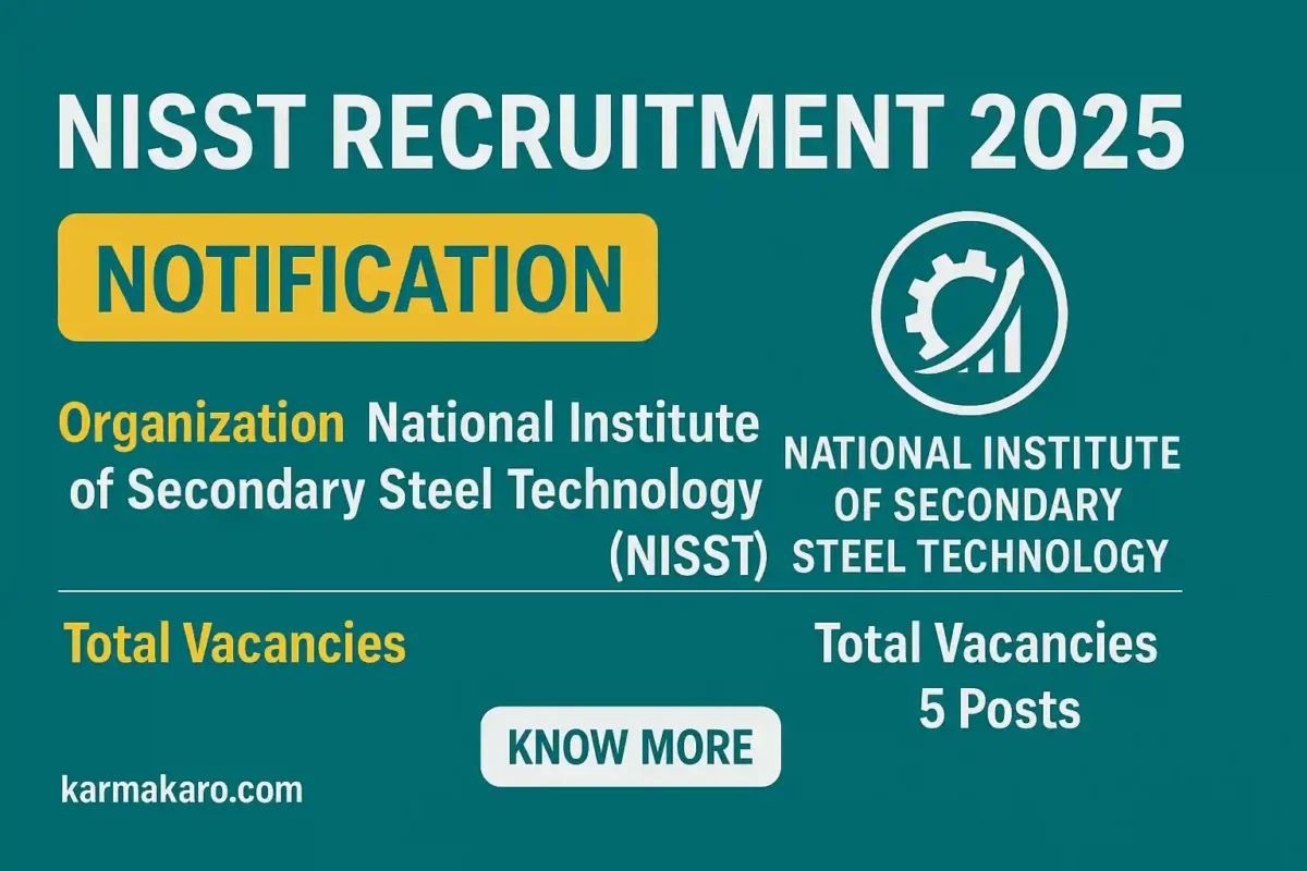 NISST Recruitment 2025 Apply for Technical & HR Roles at National Institute of Secondary Steel Technology