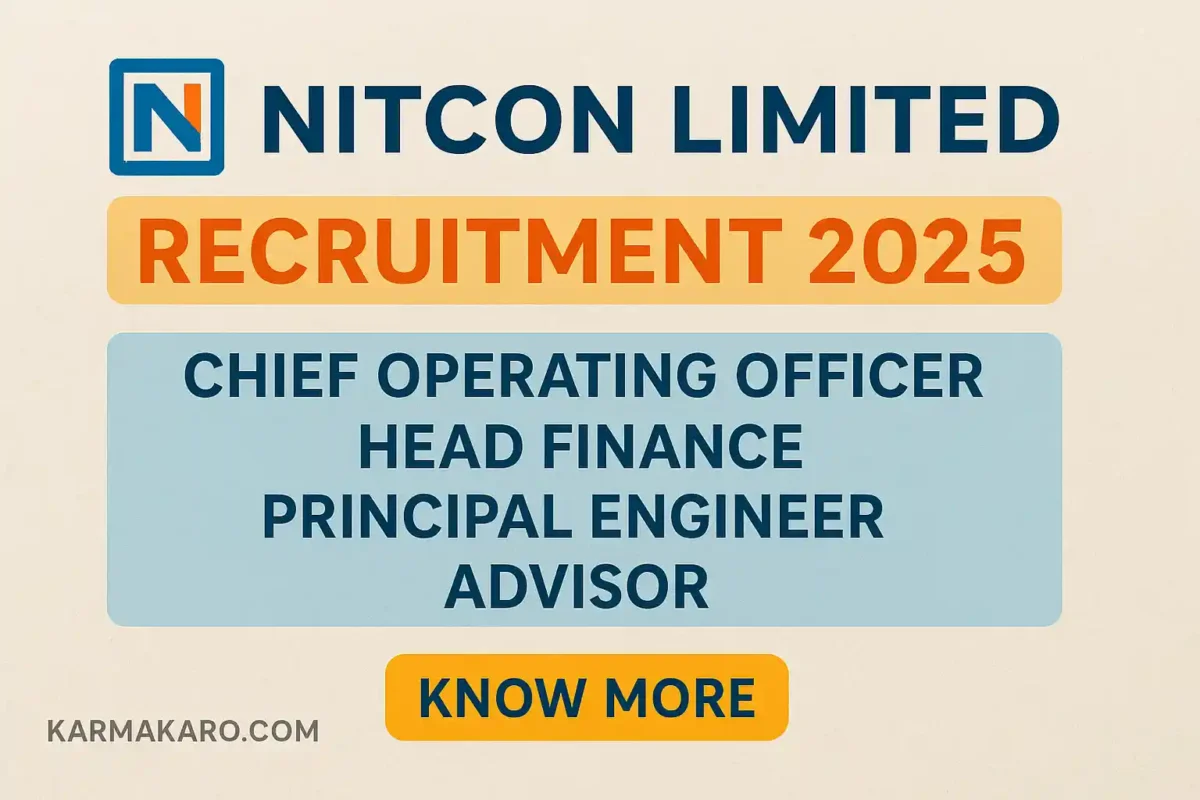 NITCON Limited Recruitment 2025 - Apply for COO, Head Finance, Principal Engineer & More in Manesar
