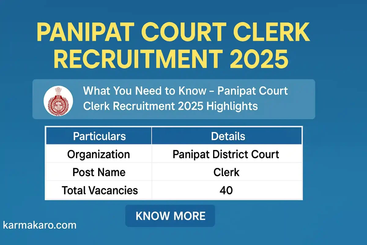 Panipat District Court Recruitment 2025 - 40 Clerk Vacancies Announced