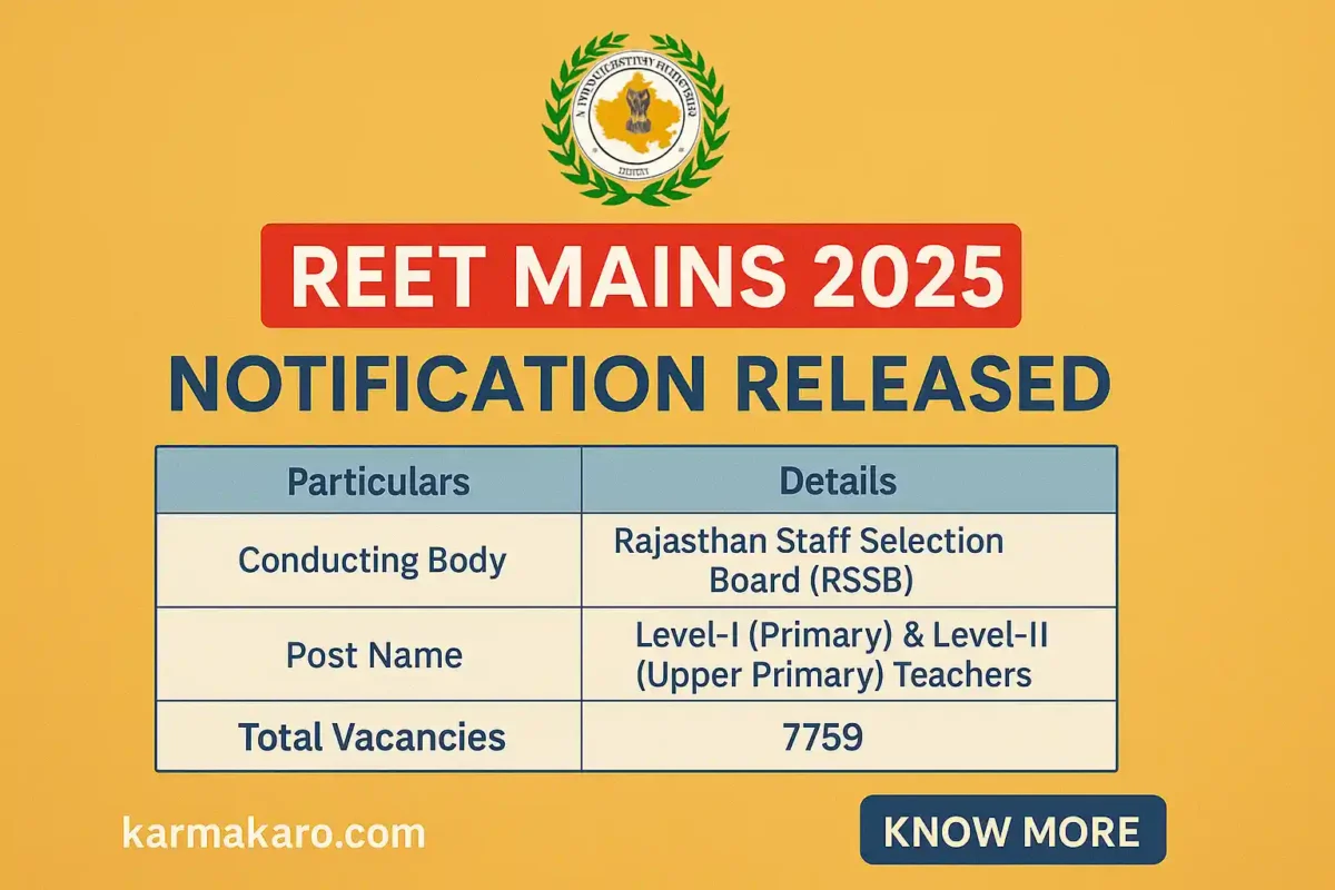 REET Mains 2025 Notification 7759 Vacancies for Primary & Upper Primary Teachers