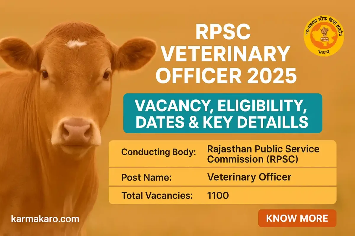 RPSC Veterinary Officer Recruitment 2025 – 1100 Vacancies under Animal Husbandry Dept