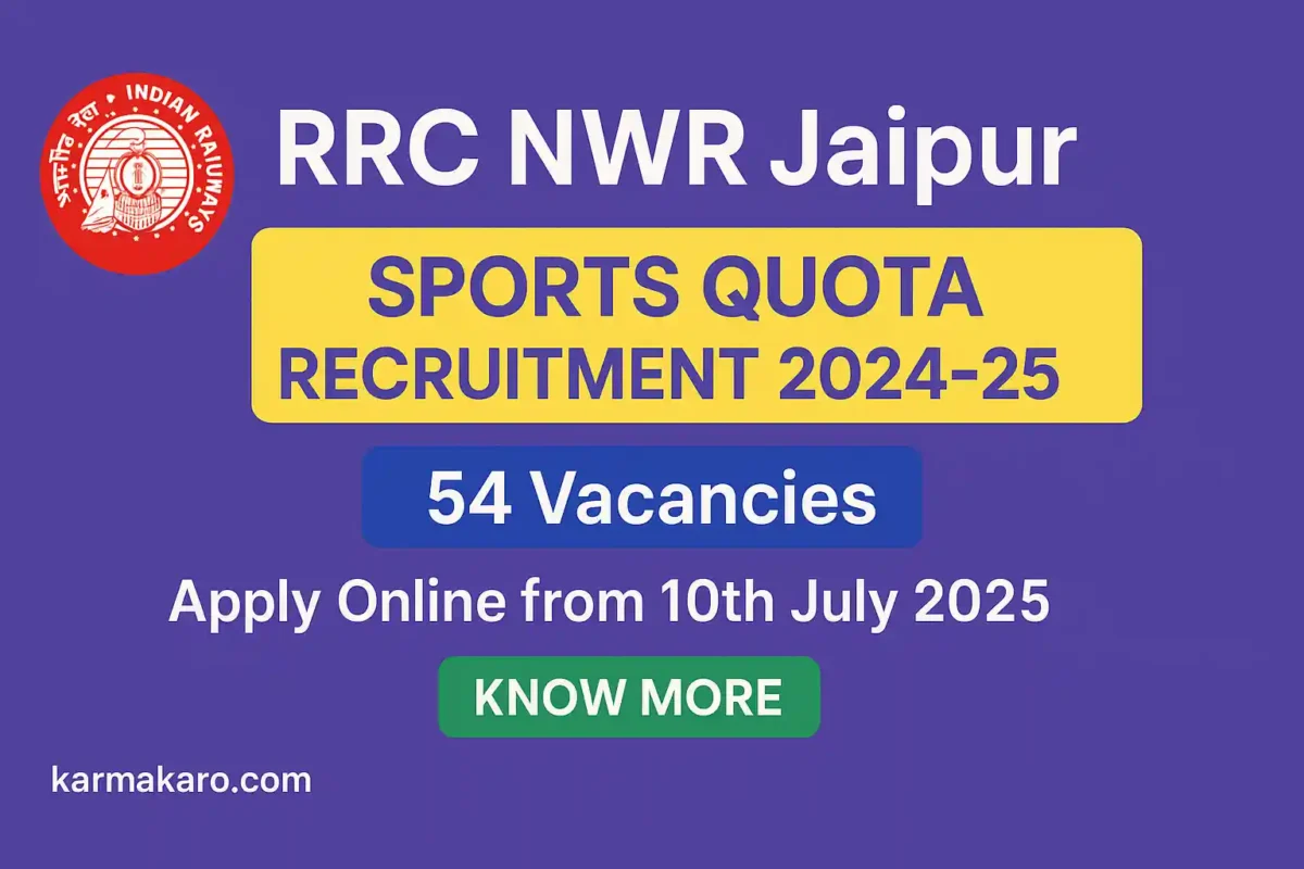 RRC NWR Sports Quota Recruitment 2025 - 54 Vacancies