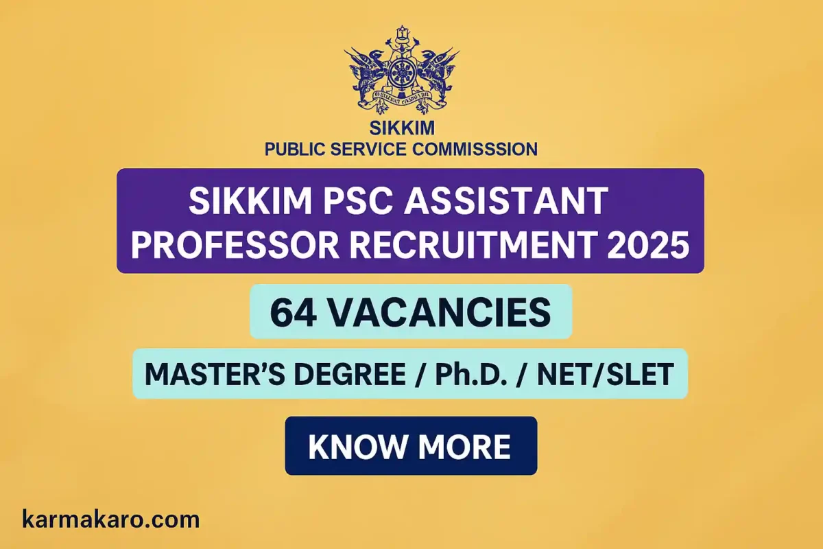 Sikkim PSC Assistant Professor Recruitment 2025 Apply Online for 64 Teaching Posts
