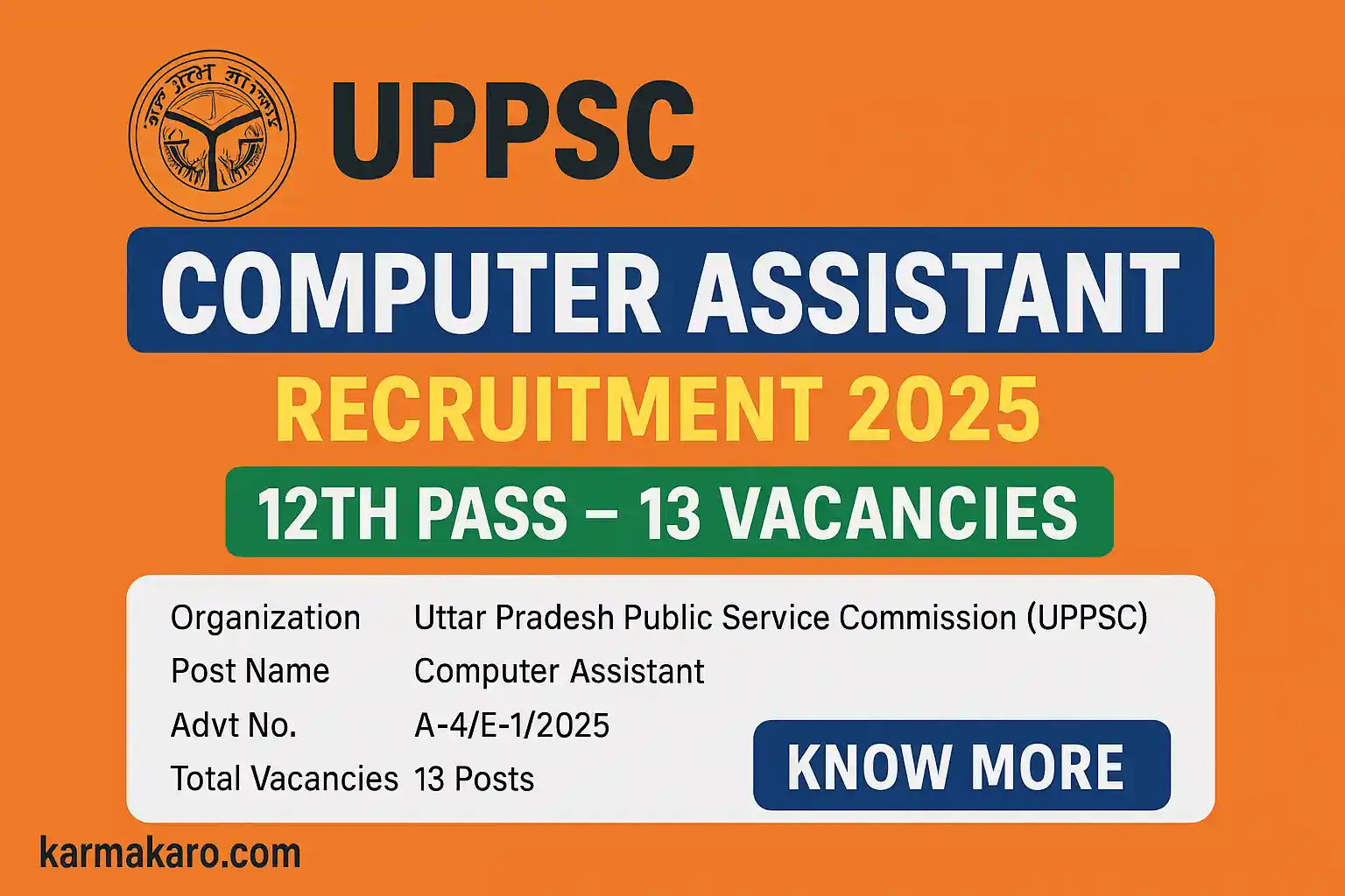 UPPSC Computer Assistant Recruitment 2025 || Apply Online for 13 ...