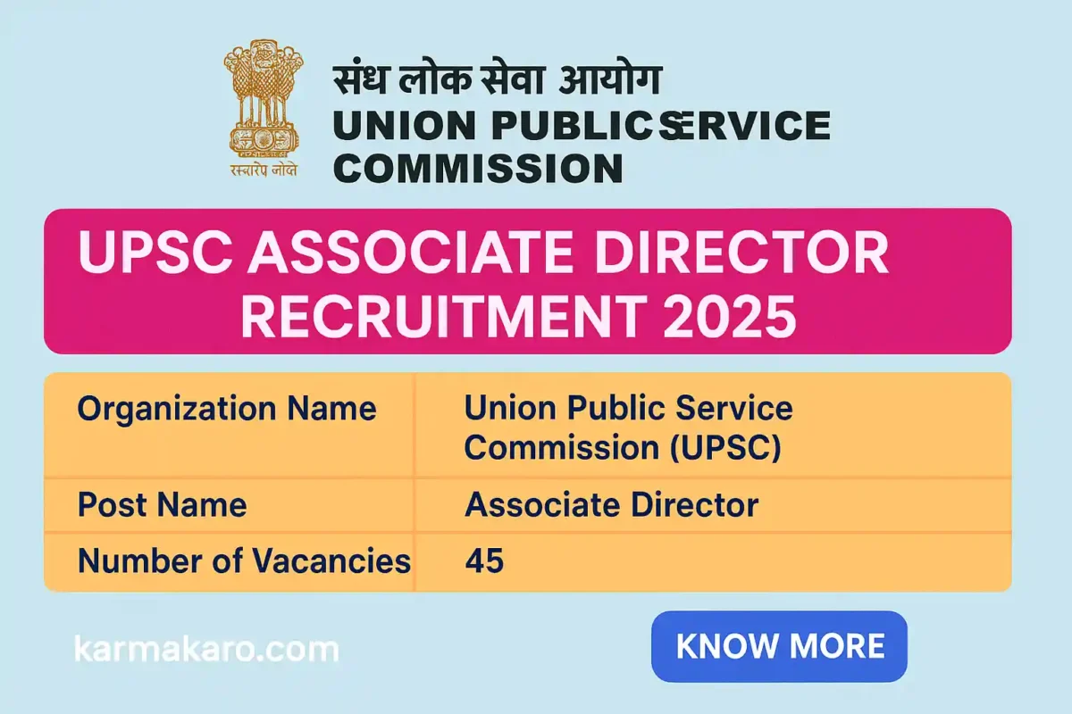 UPSC Associate Director Recruitment 2025 – 45 Vacancies Online Form