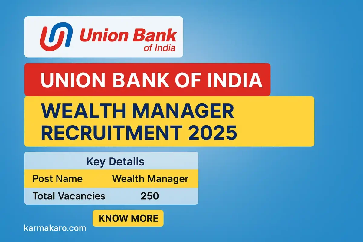 Union Bank of India Wealth Manager Recruitment 2025 – 250 Vacancies Online Application