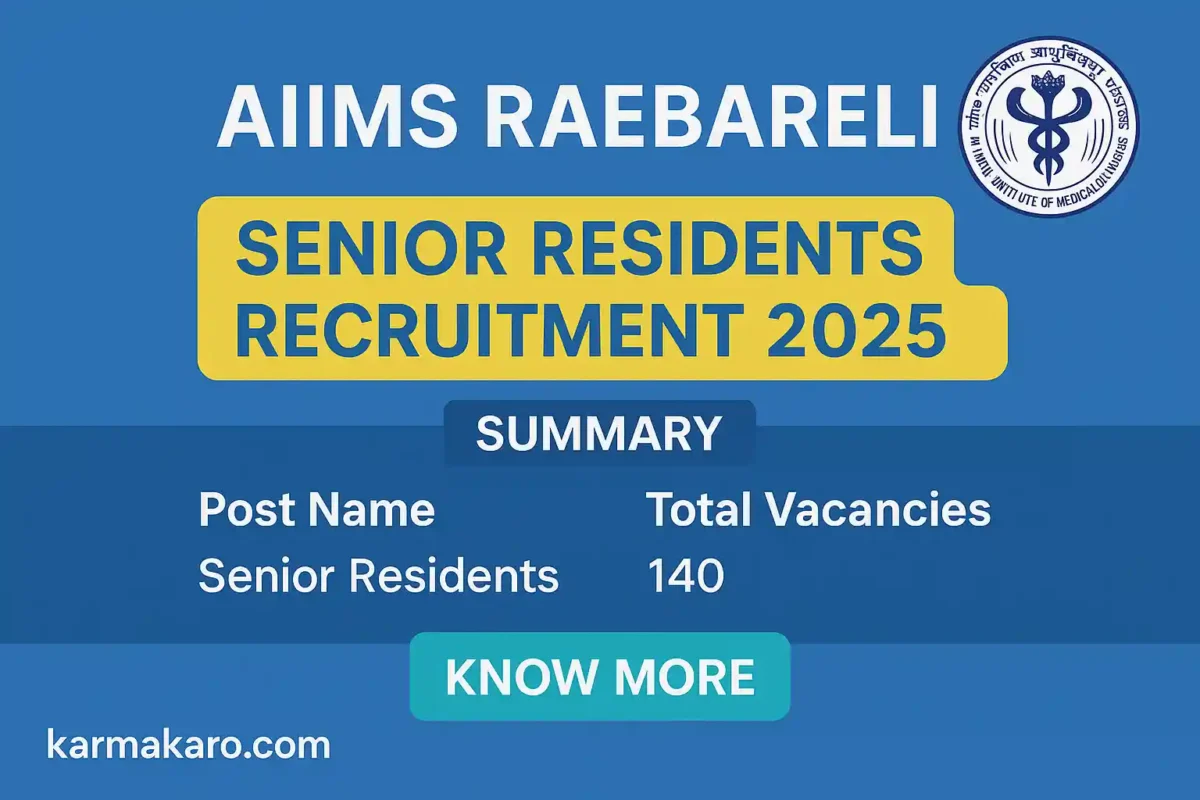 AIIMS Raebareli Senior Residents Recruitment 2025 140 Medical Posts Announced