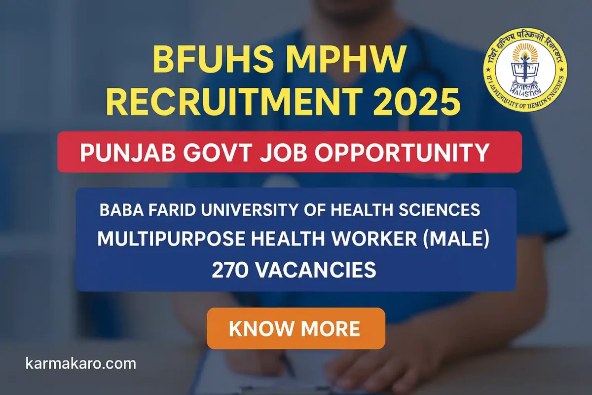 BFUHS Recruitment 2025 270 MPHW (Male) Vacancies Announced – Apply Online