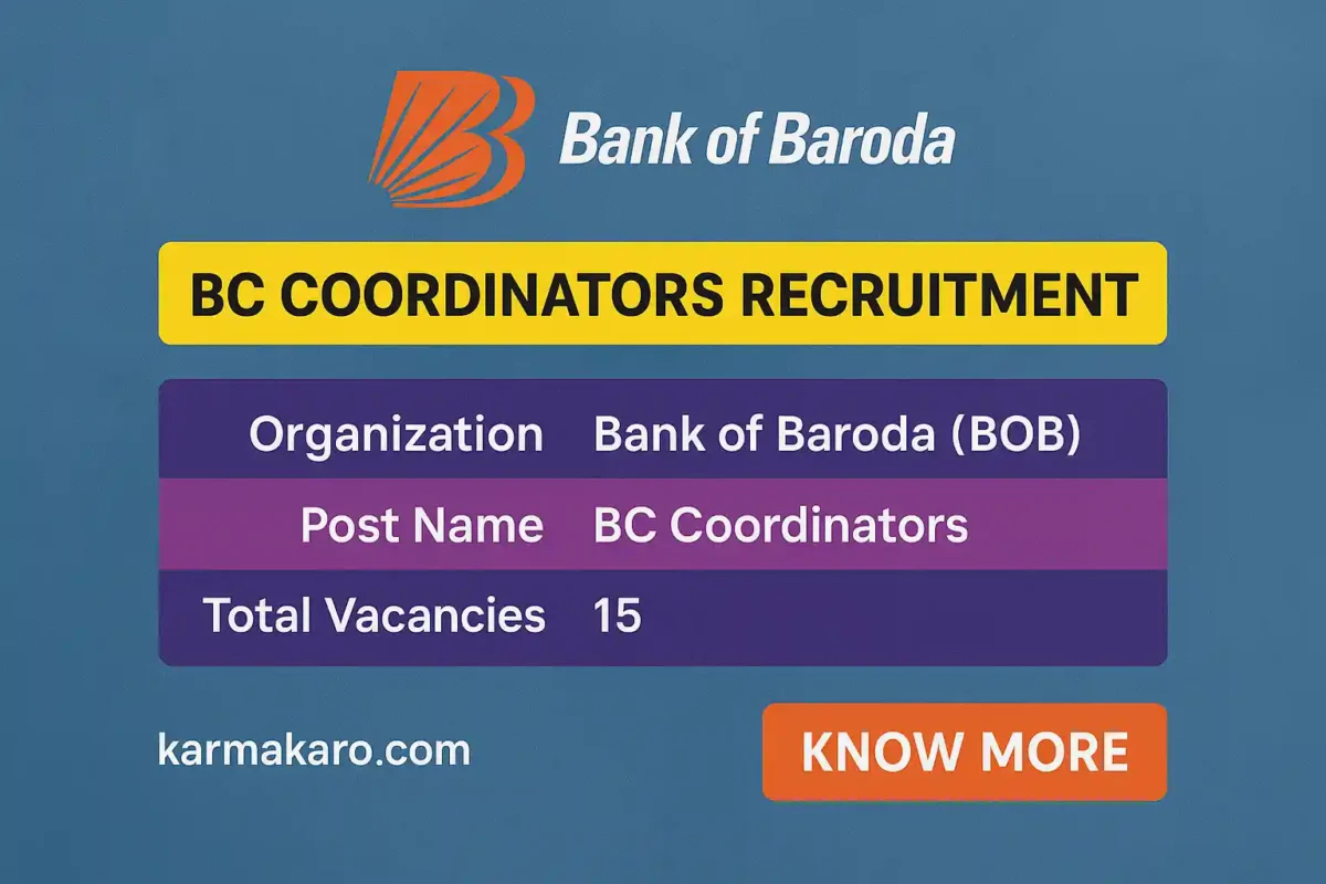 Bank of Baroda Recruitment 2025 - Apply for 15 BC Coordinators Posts
