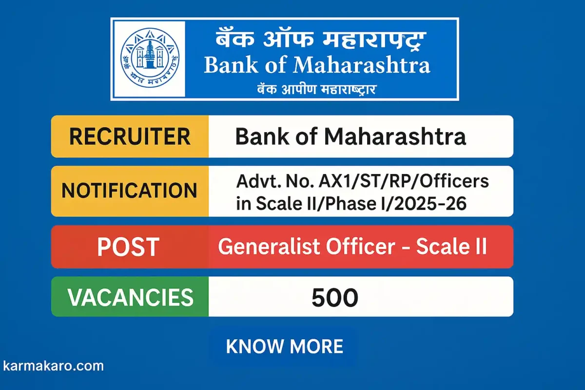 Bank of Maharashtra Generalist Officer Recruitment 2025 – 500 GO Scale II Vacancies