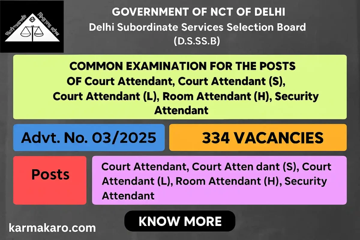 DSSSB Court & Security Attendant Recruitment 2025 – 334 Vacancies Notification