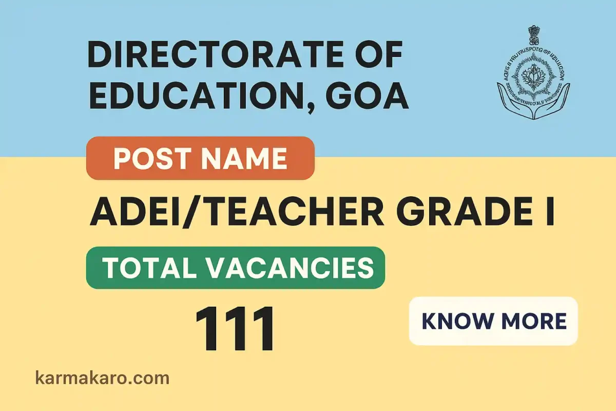Directorate of Education Goa Recruitment 2025 – Apply Online for 111 ADEI Teacher Grade I Posts