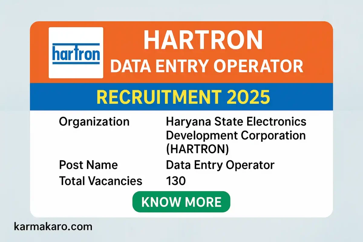 HARTRON Recruitment 2025 for 130 Data Entry Operator Posts – Apply Online by 19th August