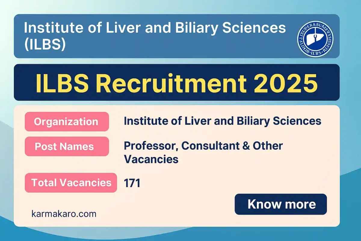 ILBS Recruitment 2025 - Apply Online for 171 Professor, Consultant & Other Vacancies