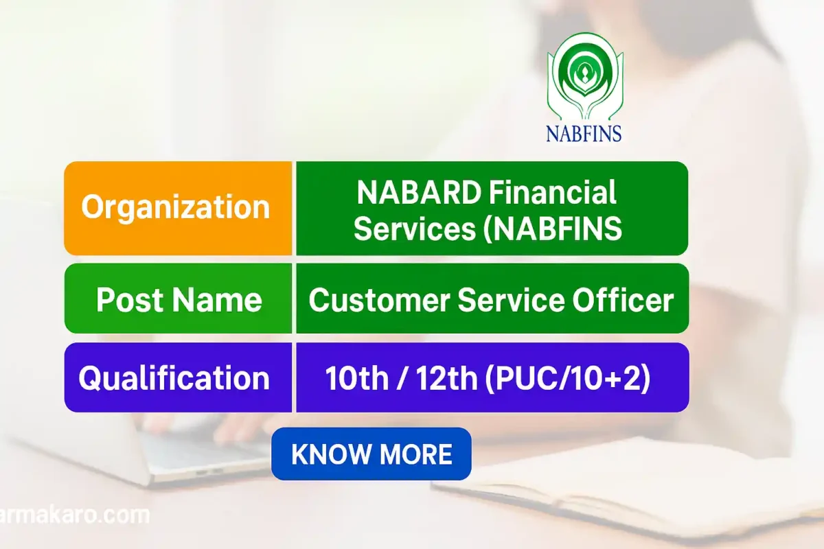 NABFINS Recruitment 2025 - Customer Service Officer Vacancy Notification