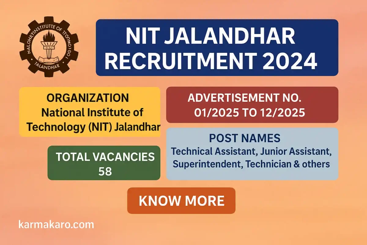 NIT Jalandhar Recruitment 2025 – Apply Online for 58 Non-Faculty Vacancies