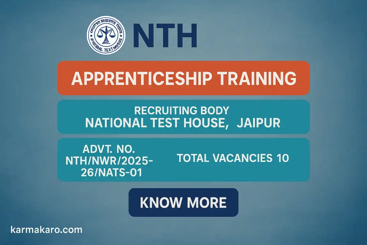 NTH Recruitment 2025 – Apprenticeship Training at National Test House Jaipur