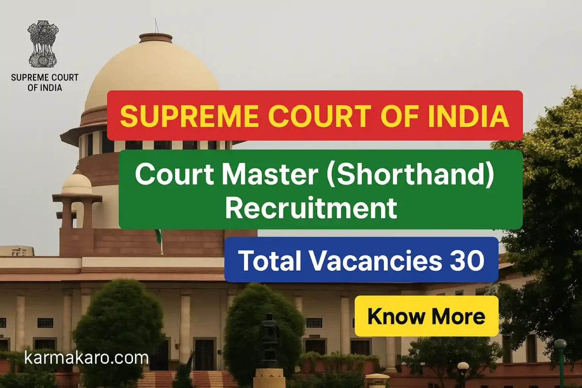 SCI Court Master Recruitment 2025 – Apply Online for 30 Shorthand Vacancies