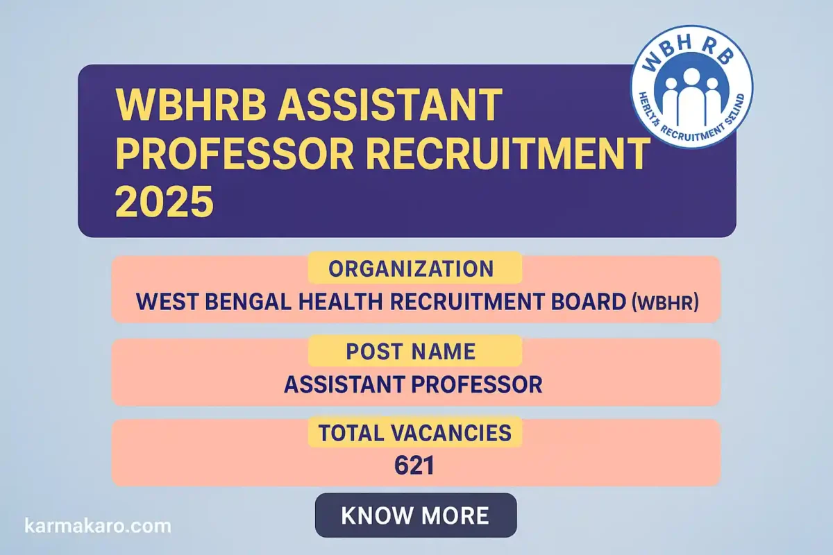 WBHRB Assistant Professor Recruitment 2025 – Apply Online for 621 Vacancies in Medical Education Service
