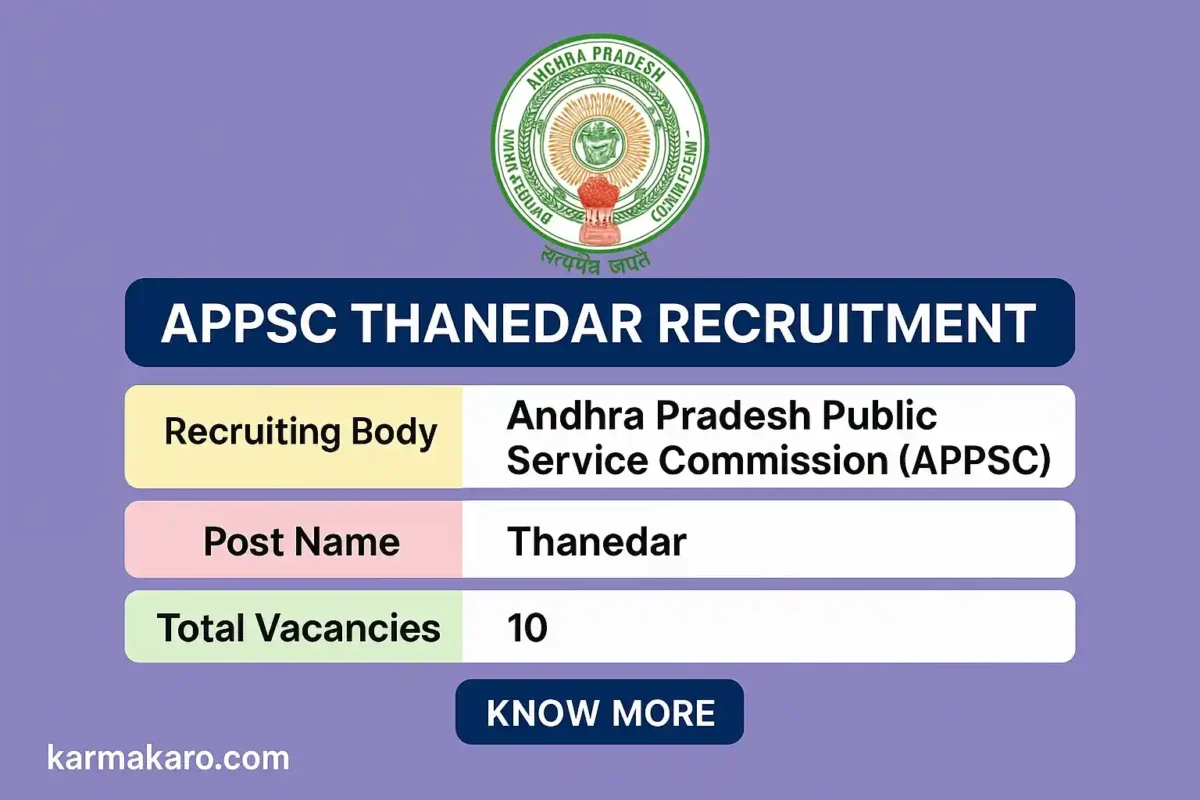 APPSC Thanedar Recruitment 2025 Apply Online for 10 Posts