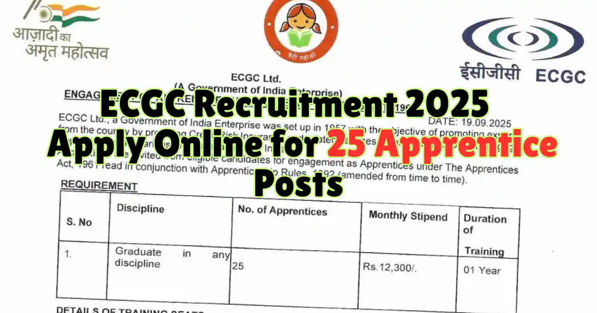 ECGC Recruitment 2025 Apply Online for 25 Apprentice Posts