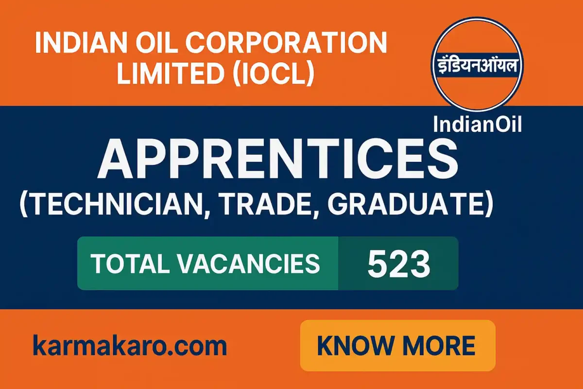 IOCL Apprentices Recruitment 2025 Apply Online for 523 Vacancies