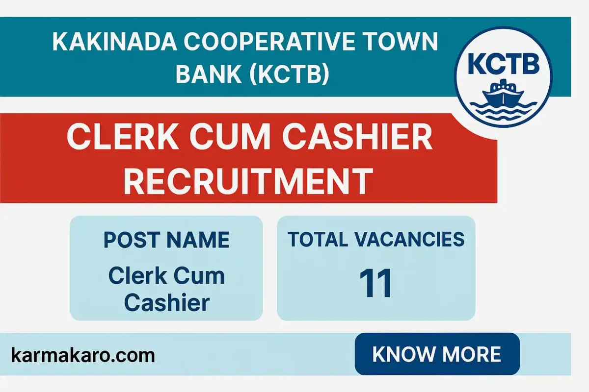 KCTB Clerk Cum Cashier Recruitment 2025 – Apply Online for 11 Vacancies