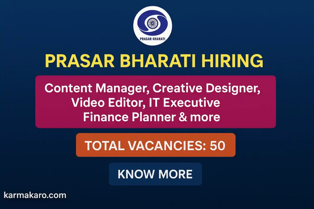 Prasar Bharati Recruitment 2025 Apply Online for 50 Content Manager, Creative Designer & More Posts