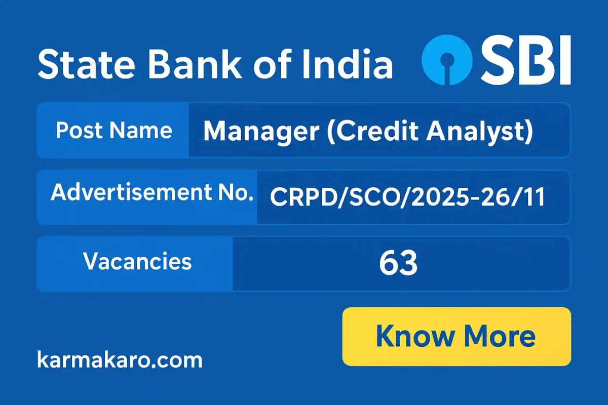SBI Recruitment 2025 Apply Online for 63 Manager Credit Analyst Posts