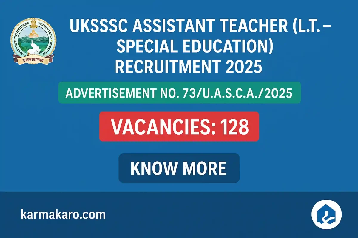 UKSSSC Assistant Teacher Recruitment 2025 Apply Online for 128 Posts