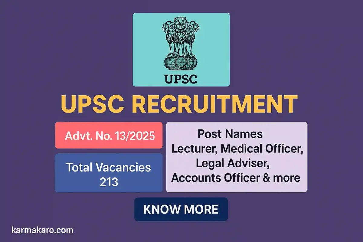 UPSC Recruitment 2025 Apply Online for 213 Lecturer, Medical Officer and More Posts