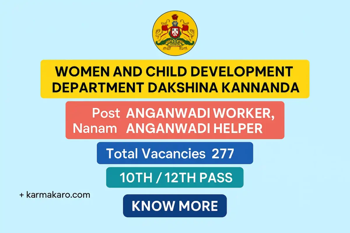 WCD Dakshina Kannada Anganwadi Recruitment 2025