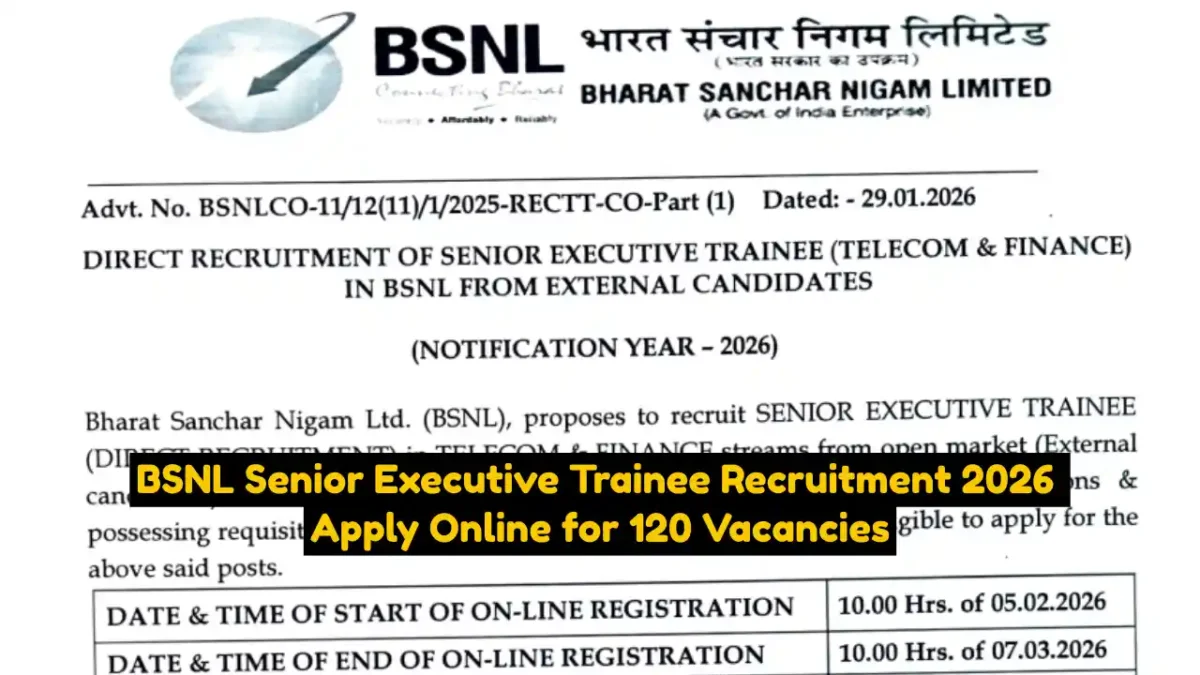 BSNL Senior Executive Trainee Recruitment 2026