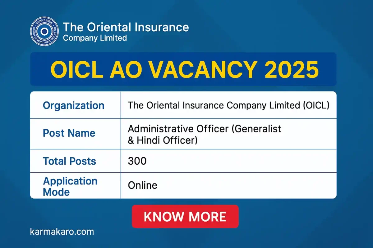 OICL AO Recruitment 2025 Apply Online for 300 Administrative Officer Posts