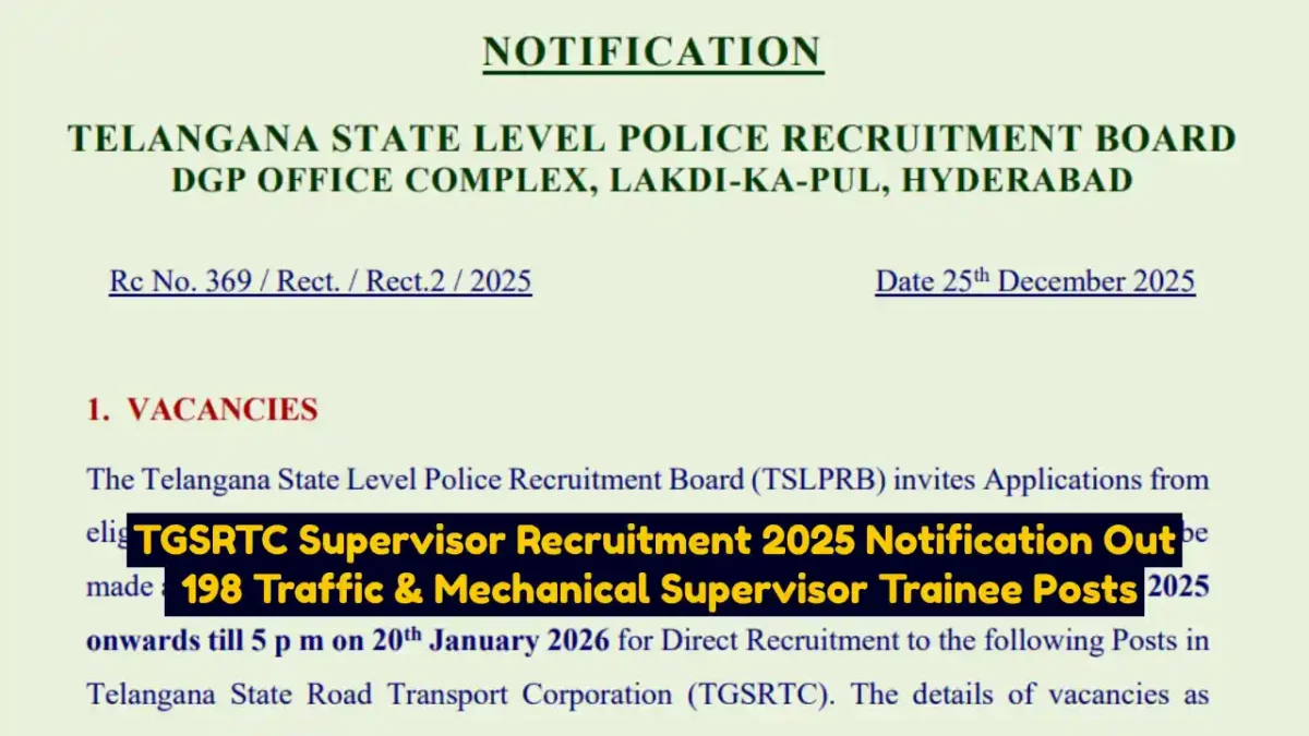 TGSRTC Supervisor Recruitment 2025