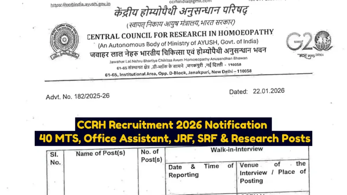 CCRH Recruitment 2026