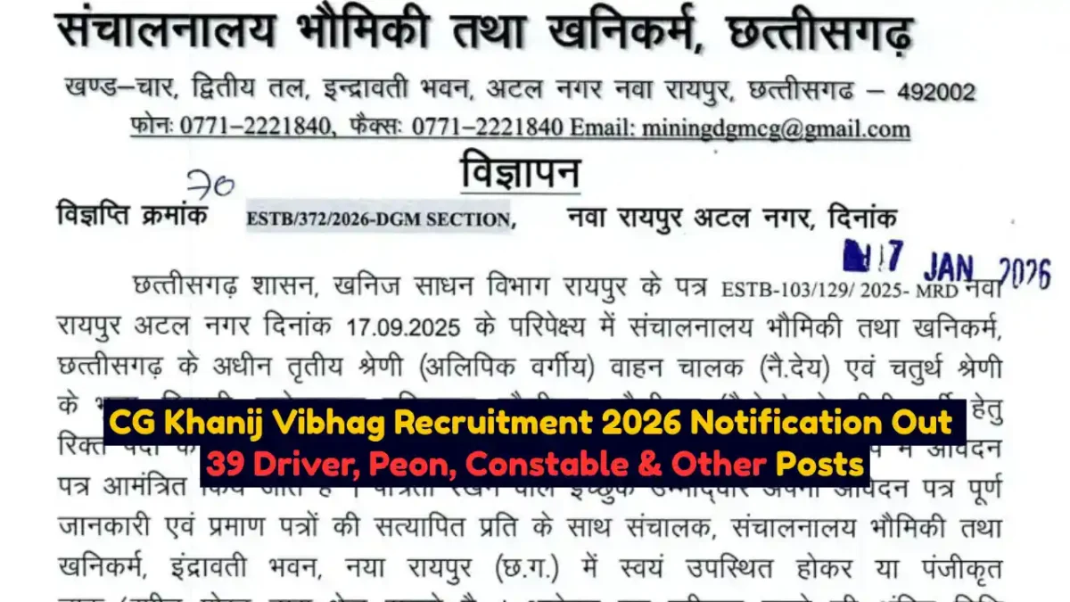 CG Khanij Vibhag Recruitment 2026